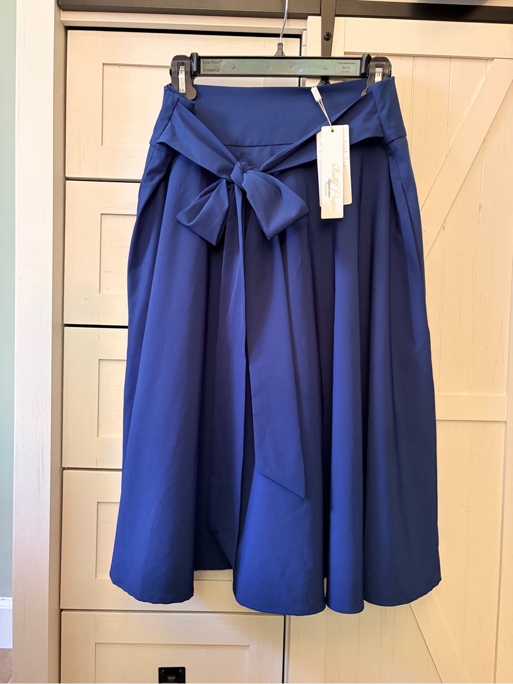 NWT Tie-Waist A-Line Midi Skirt in Deep Blue
